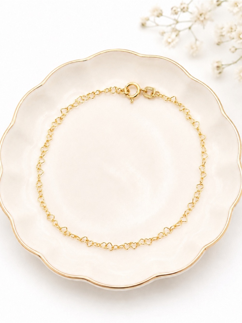 10k Gold 6.5” Twisted Heart Link Bracelet NEW Made In Italy